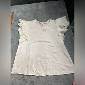 Mira gauze flutter sleeve top white cotton XXL NWT